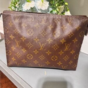 Louis Vuitton Brown Monogram Cosmetic Bag Trousse 26